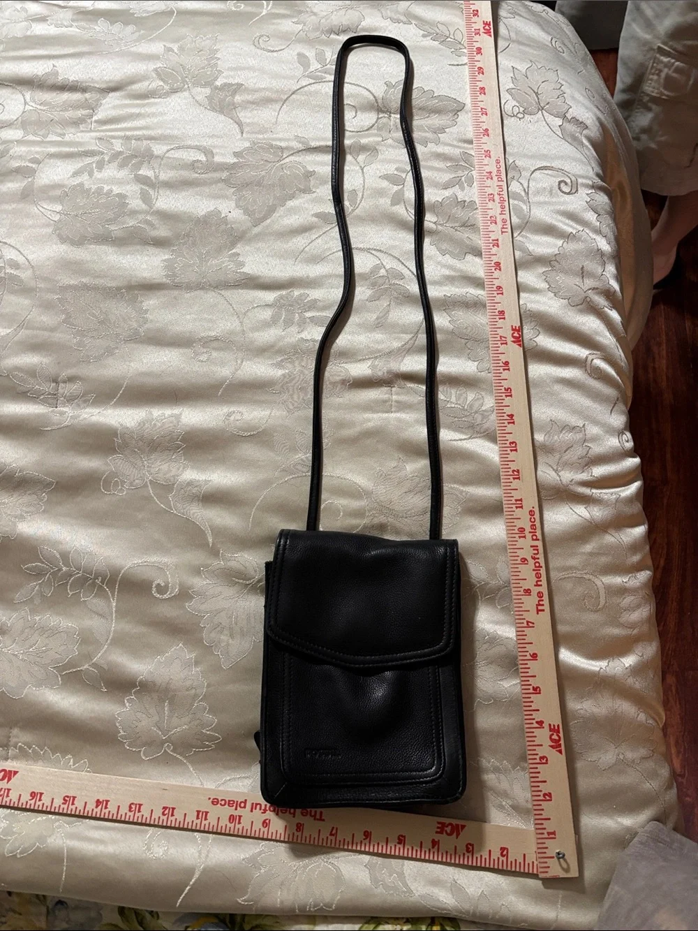 Fossil Black Leather Crossbody Messenger Bag